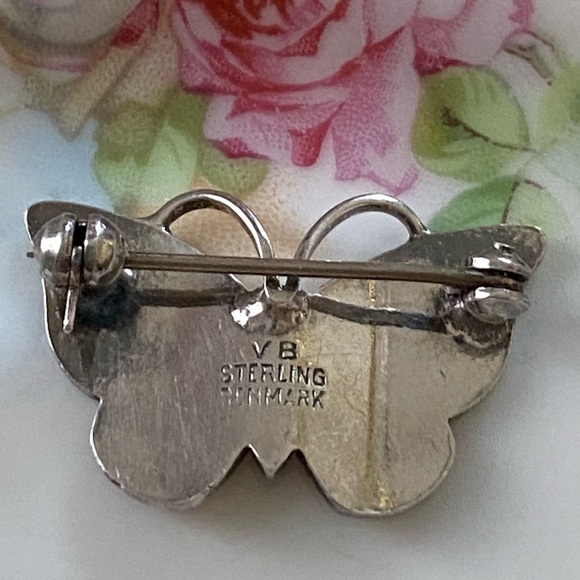 Vtg Sterling Guilloche Volmer Bahner Denmark Pin - Picture 2 of 4